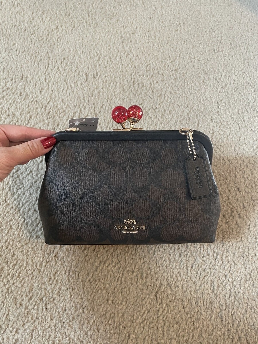 Coach Nora Kisslock Crossbody In Signature Brown/Black | eBay