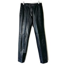 Vintage 80  s Genuine Leather Black High Rise Straight Leg Pants Size 5/6