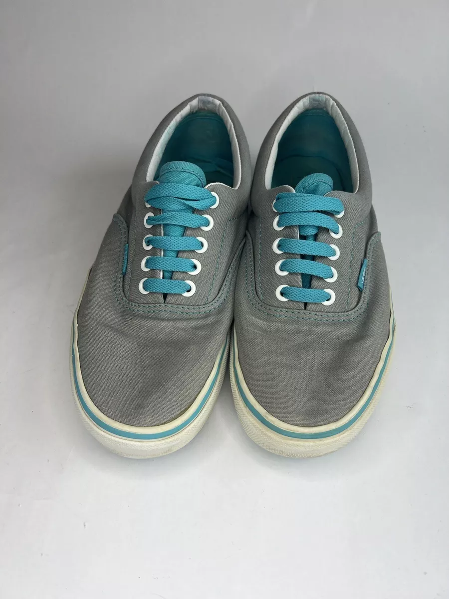 Vans Off The Wall Grey With Teal Laces Skateboarding Shoes Canvas Women s Size 9