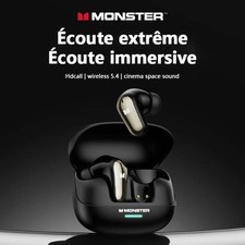 Monster MQT52 Wireless Bluetooth 5.4 Earphones Long Battery Life Gaming Headphone