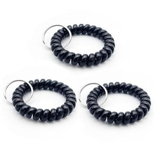 Spiral Coil Keychain, Anti-lost Key Chain Holder Lanyard Cord 3pcs Black Dazzle