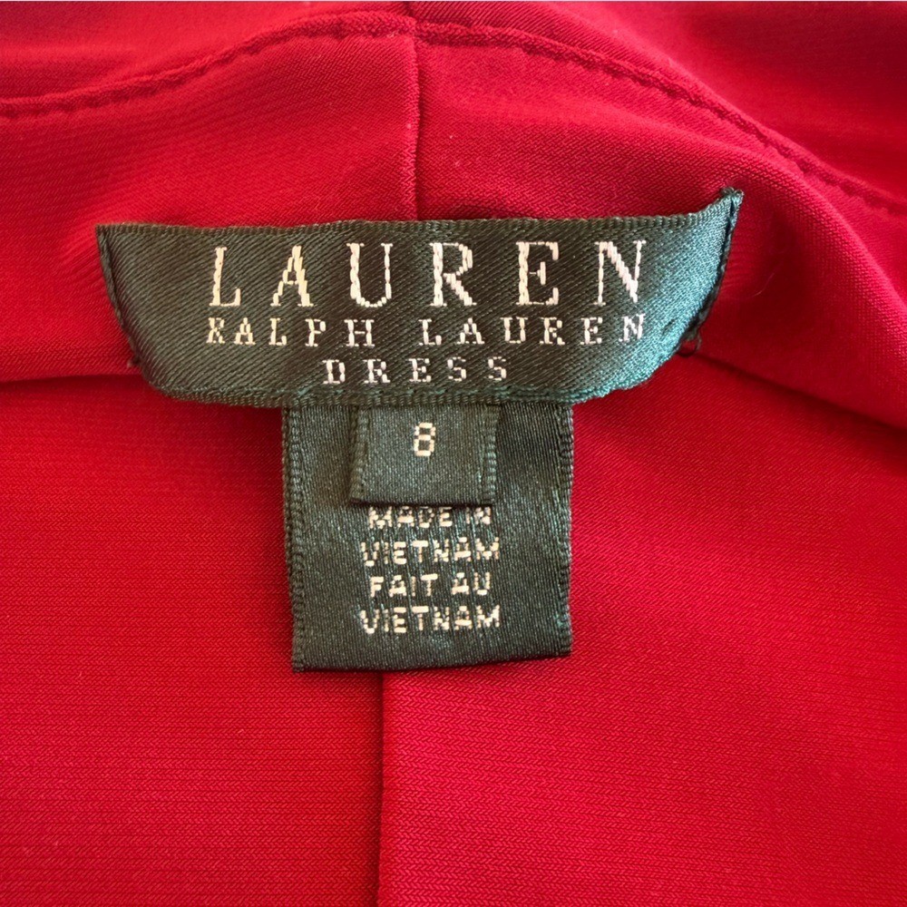 Lauren Ralph Lauren Red Draped Sleeveless Dress Size 8 Cocktail Evening thumbnail 6