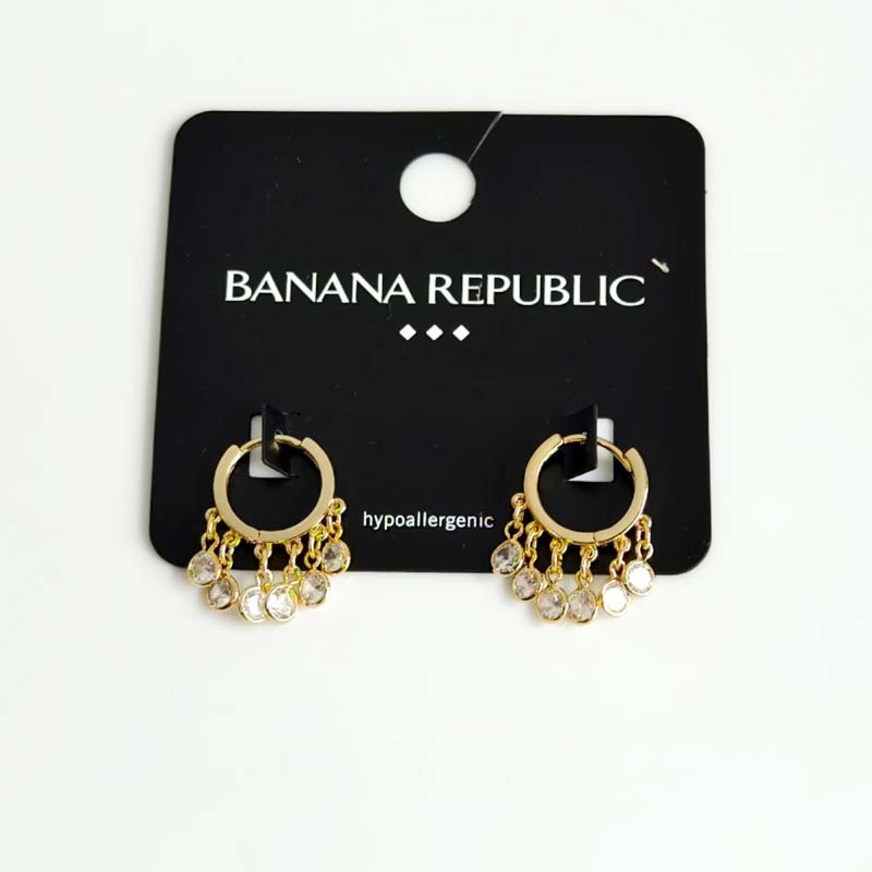 Banana Republic CZ Bib Huggie Hoop Earrings Women Party Vacation Jewelry Gift