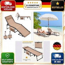Chaise longue pliable beige réglable 5 fois camping jardin jusqu'à 120 kg