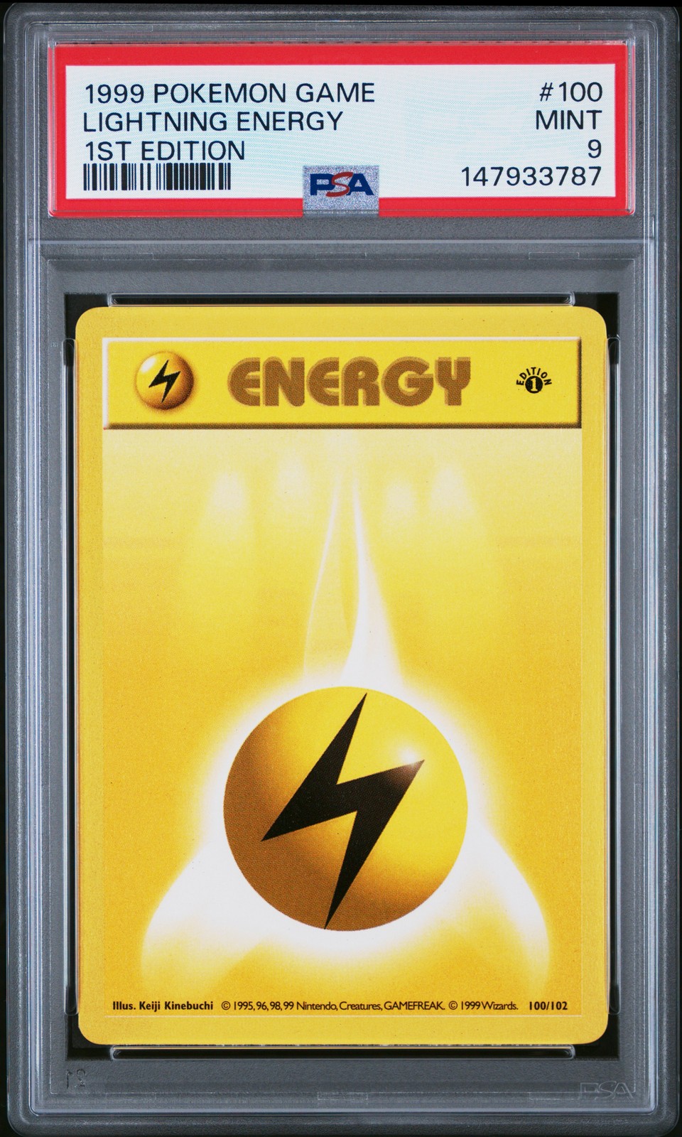 1999 POKEMON BASE SET 1ST EDITION #100 LIGHTNING ENERGY PSA 9