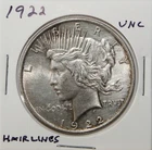 1922 US Peace Silver Dollar $1 Unc Uncirculated Details
