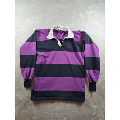 Canterbury Rugby Shirt Men 42 Fits S Purple Black Striped Long