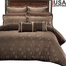 8 Pc Jacquard Comforter Set Down Alternative Duvet Insert Pillow Shams Durable