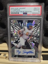 TY SIMPSON 2022 LEAF VALIANT 15/15 AUTO NAVY BLUE CRYSTAL PSA 10