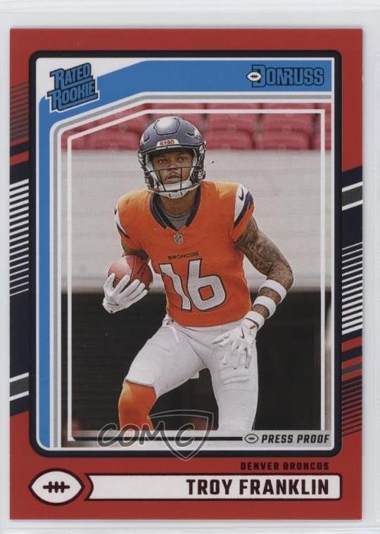 2024 Panini Donruss Rated Rookie Red Press Proof Troy Franklin #338 Rookie RC