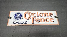 Enameled Sign Cyclone Fence Company Dallas USS Orange Blue 