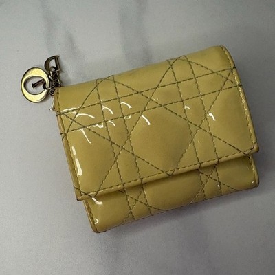 Christian Dior Lady Dior Lotus Wallet Yellow Patent Cannage