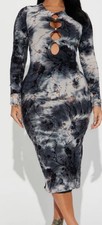 NWT FASHION NOVA Tie Dye Velvet Burnout Midi Sz M