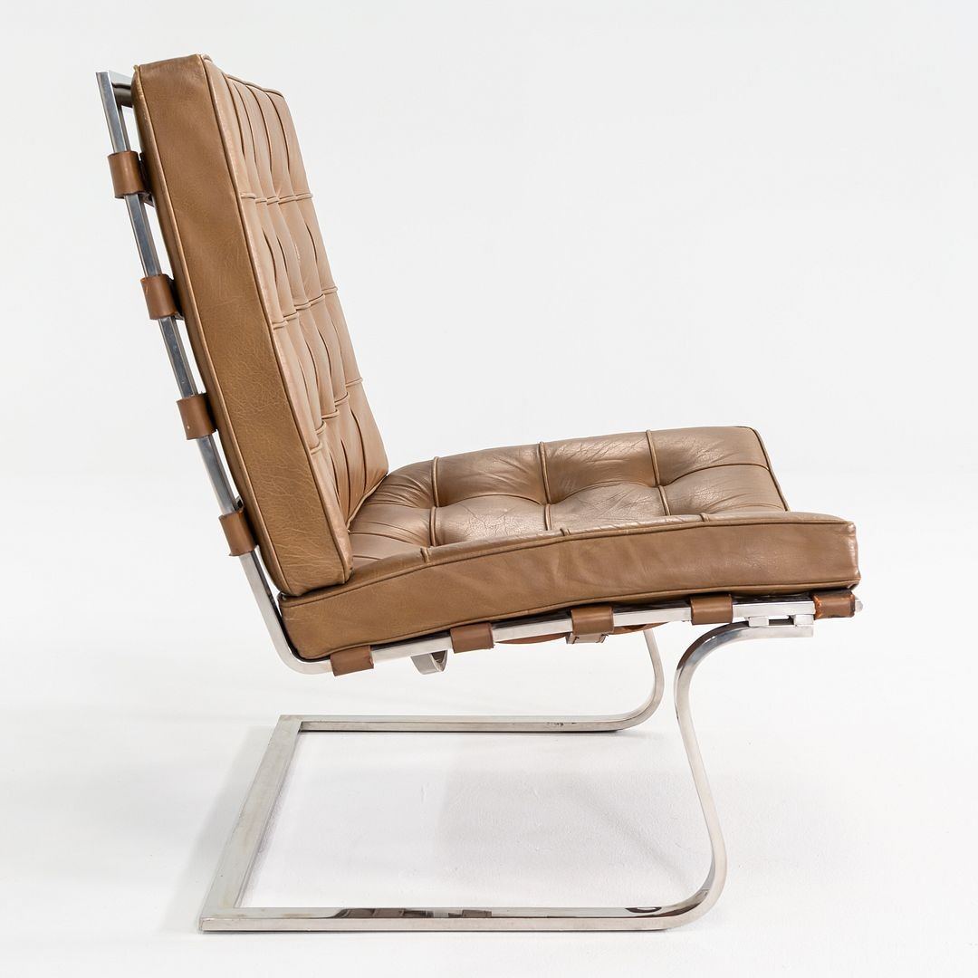 1970s Pair of Mies van der Rohe Knoll Tugendhat Armless Lounge Chairs in Leather