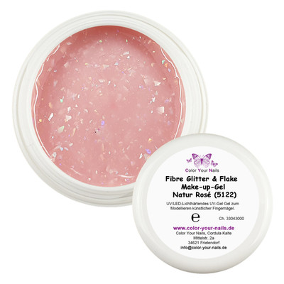 UV/LED-Fiberglasgel mit  Glitter & Flake Make-up-Gel Natur Rosé (5122)