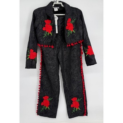 HalloweenCostumes.com Kids Mariachi Day of the Dead Costume Black Red Sz L NEW