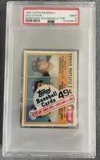 1981 Topps Baseball, Unopened Cello Pack! Valenzuela On Top! PSA 9!