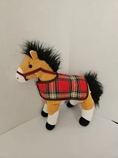 HugFun International Pony Horse Bridle Plush Plaid Blanket Stuffed Animal 12"