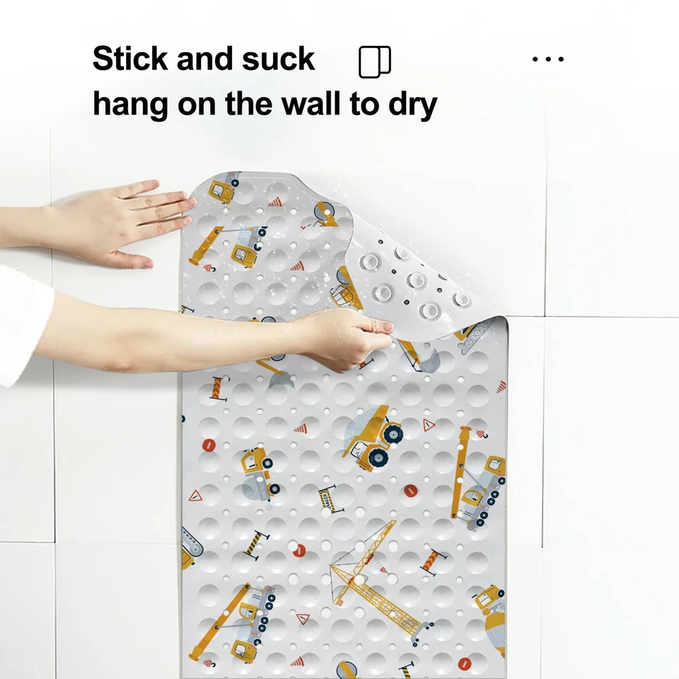 Alfombra de baño para bañera para niños, niño pequeño alfombra de bañera antideslizante, excavadora amarilla... Foto 4 de 4