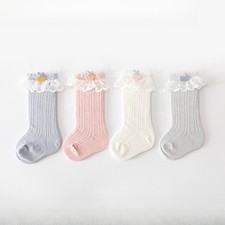 Baby Girl Mid-calf Socks Breathable Mesh Lace Trim Socks Summer Thin Socks Sweet