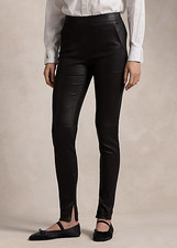 1098 Polo Ralph Lauren Lambskin Super-Slim Pant leggings Black Women's SZ 6