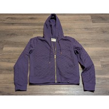 American Giant Diamond Quilted Full Zip Hoodie Womens XS Purple Made in USA
