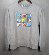 MTV Music Television Retro Style Logos Sweatshirt Woman's L 2019 Viacom Crewneck
