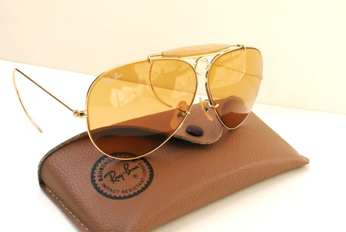 Vintage B&L Ray Ban USA Shooter 62mm Ambermatic Yellow All-Weather