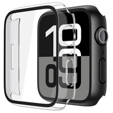 Misxi 2 Pack Tempered Glass Case 42mm Series 11/10 , 1 Black  1 Transparent