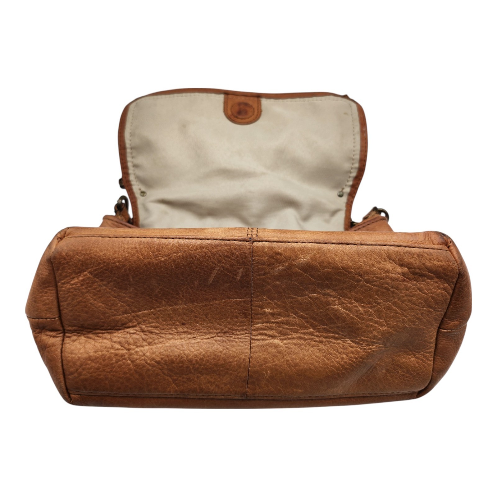 American Leather Co Brown Crossbody Bag Leather Strap Chain Shoulder Purse FLAWS