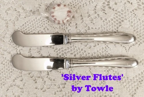 Silver Flutes (1941) ~ 2 - Individual Butter Spreaders (5 7/8") ~ Towle Sterling