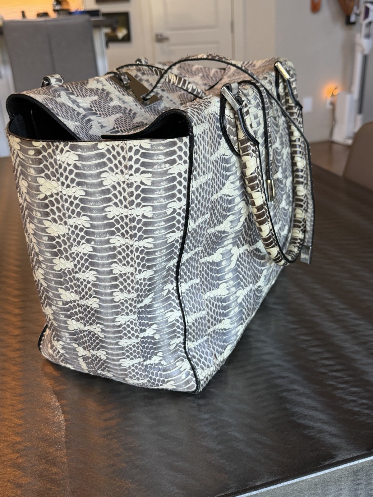 Michael Kors Gray Ivory Python Miranda Tote  with… - image 4