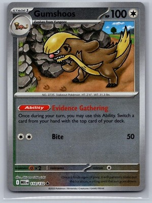 Gumshoos 110/132 Uncommon Mega Evolution Pokemon Reverse Holo Near Mint