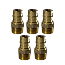 5 Pack XFITTING 3/4" Pex A x 3/4" Male NPT Adapter, F1960 Expansion, Lead Free