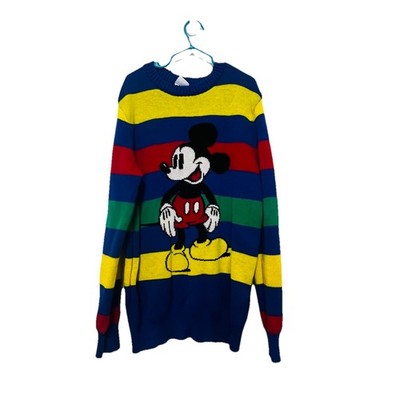 Mickey Mouse Sweater Youth Size Large Retro Striped Reimagined Kids Disney 100
