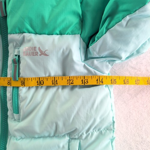 Eddie Bauer 550 plumón niños talla XS 5/6 (5T) verde azulado como nuevo - Imagen 8 de 12