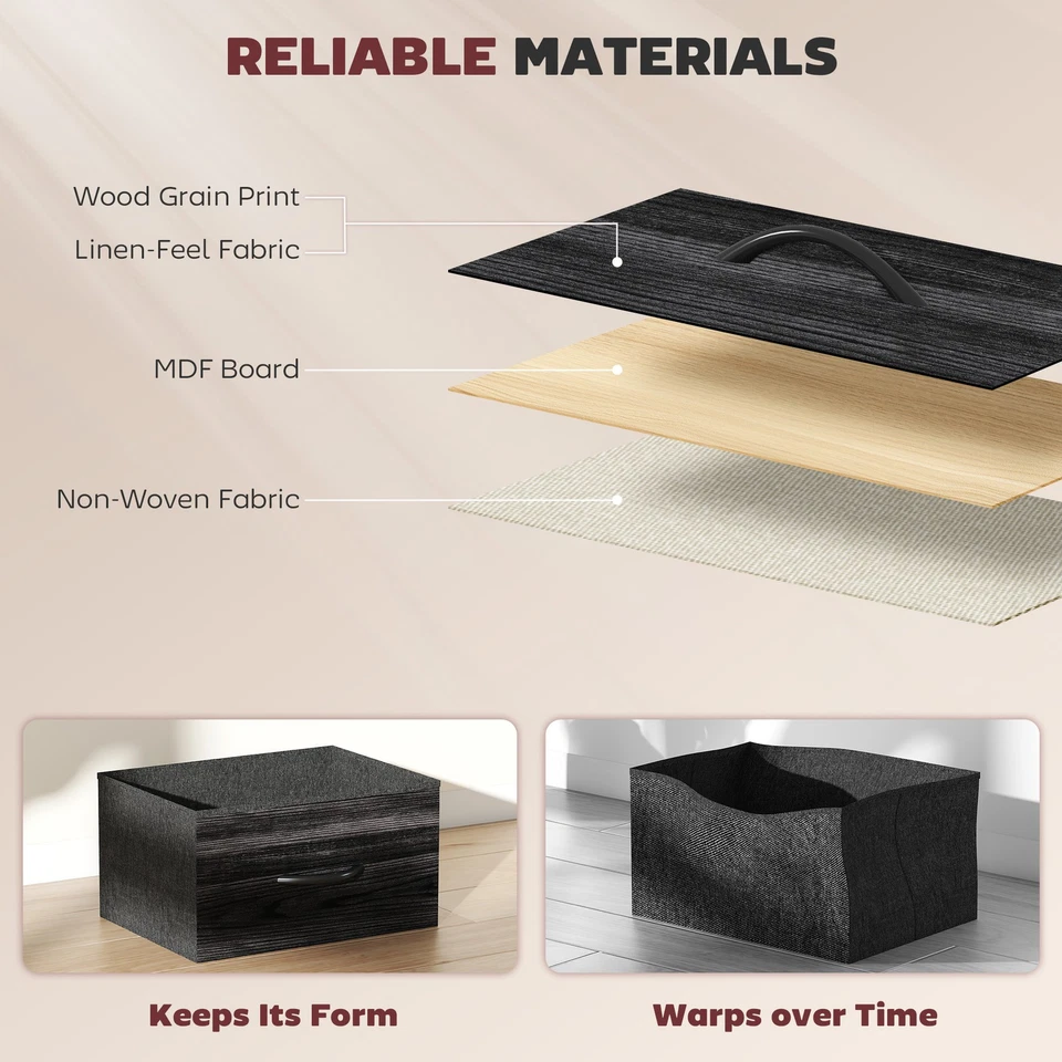 HOMCOM Fabric Chest of Drawers, 10 Drawer Dresser for Bedroom, Black - Image 4 of 4