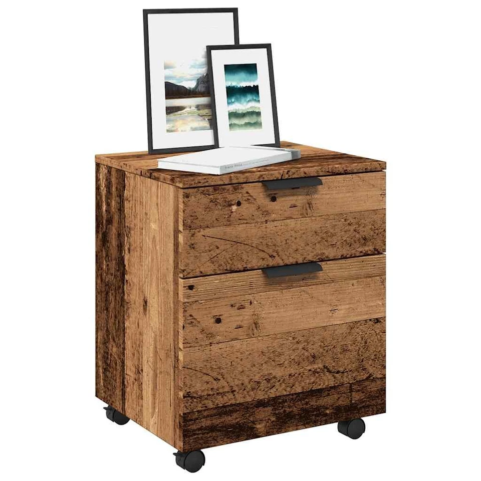 Schedario con Ruote in Legno Multistrato 45x38x54 cm Colori Diversi vidaXL - Immagine 2 di 4