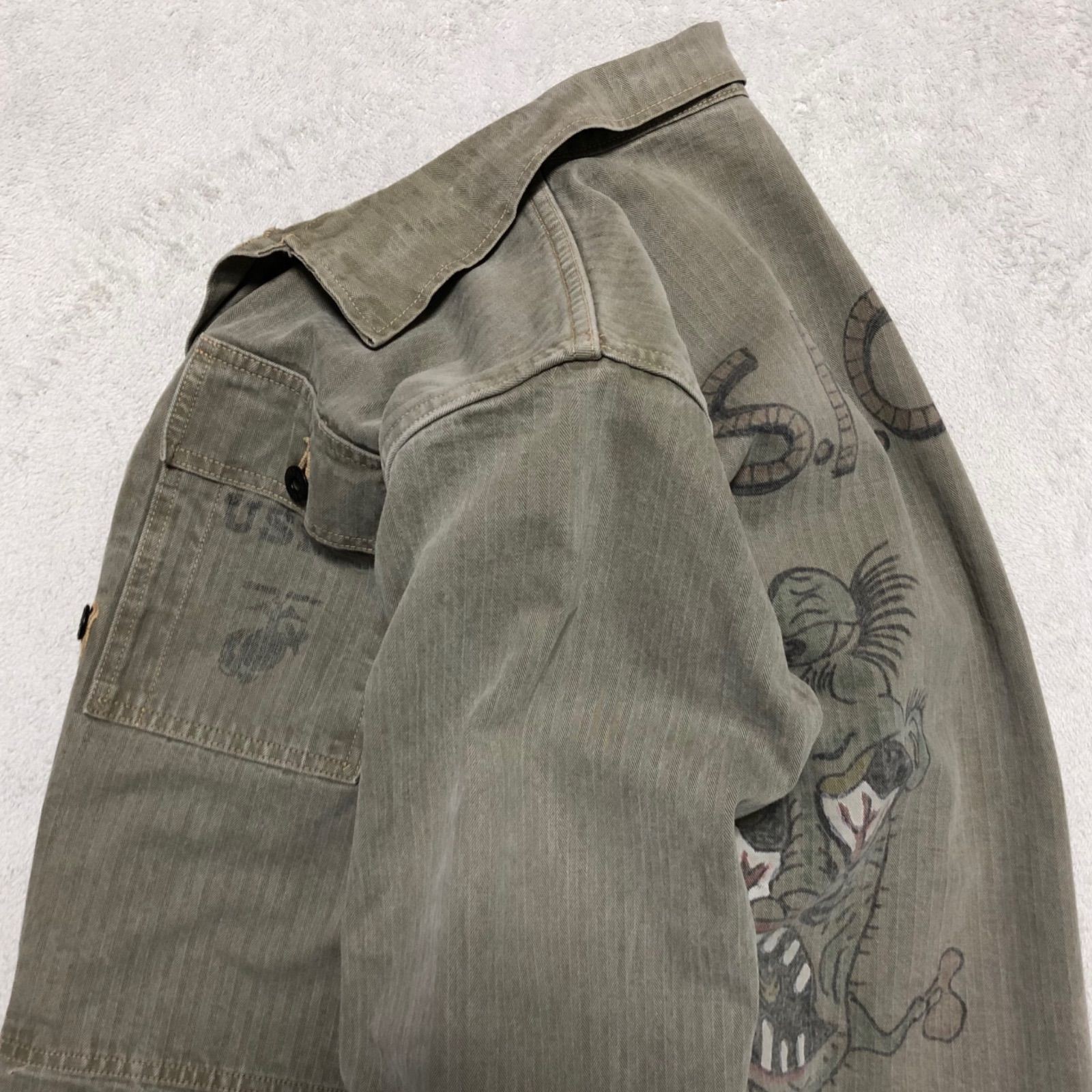 BUZZ RICKSON'S HERRINGBONE UTILITY Jacket HAND PA… - image 15