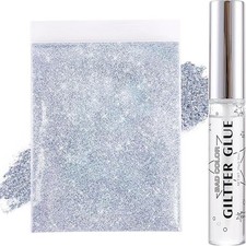 Silver Body Glitters with Quick Dry Glue Kit, Holographic Shimmer B0CBBHPMTG