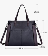 Women Handbag PU Leather Messenger Bag with Detachable Long Shoulder Strap