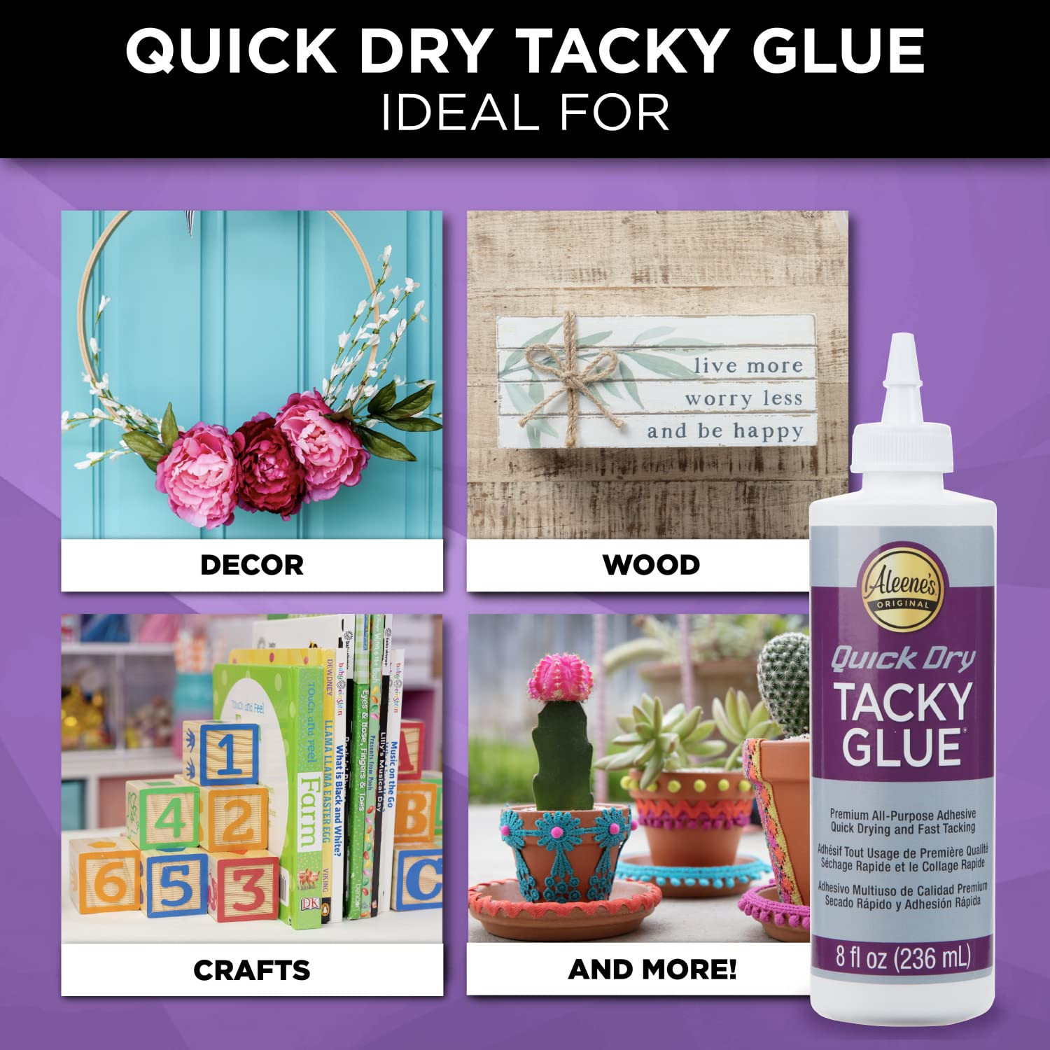 AR7-10 17843 Quick Dry Tacky Glue, 8 Oz., Multicolor