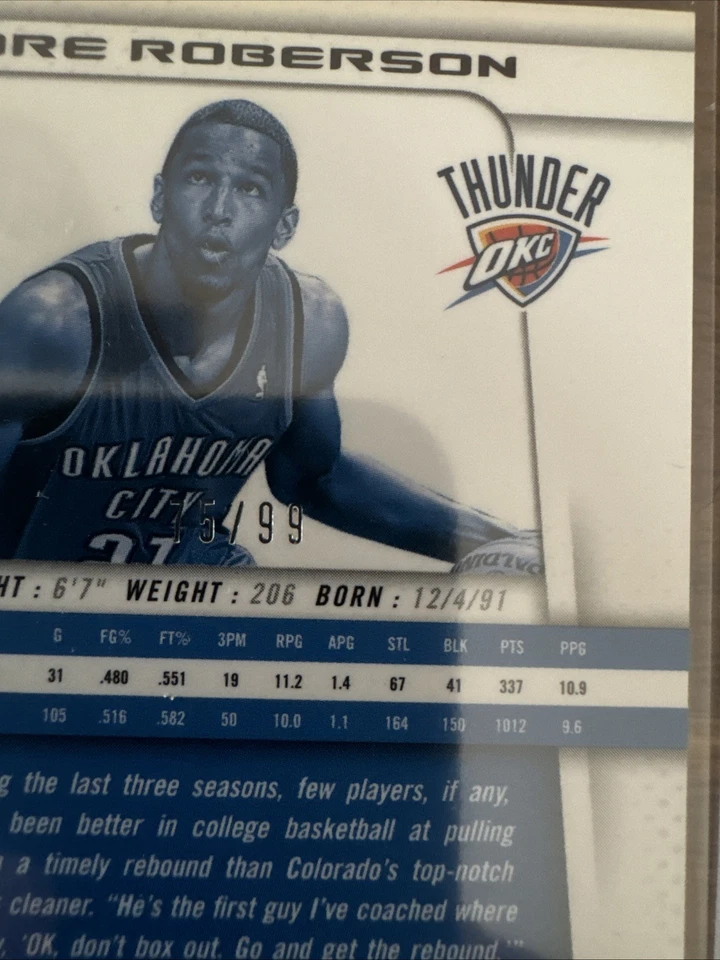 2013-14 Panini Prizm Target Blue /99 Andre Roberson #9 Rookie Auto RC - Image 3 of 3