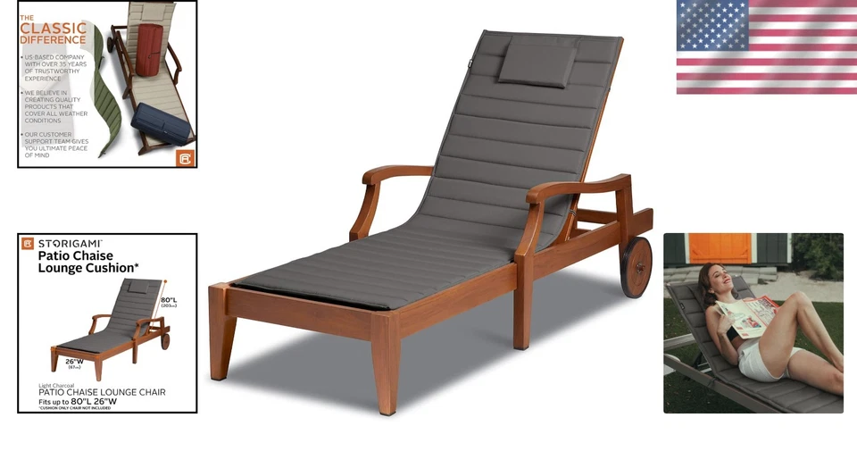 Water-Resistant Patio Lounge Cushion 80x26 Inch Foam Indoor Outdoor - Image 2 of 4