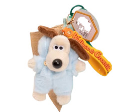 Blue Faux-Fur Wallance Gromit Dog Plush Key Fob KeyChain Bag Purse Charm Holder