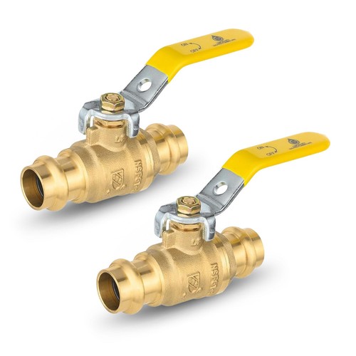 2 PCS 1/2 Inch Copper Press Ball Valve Yellow Handle Water Shut Off