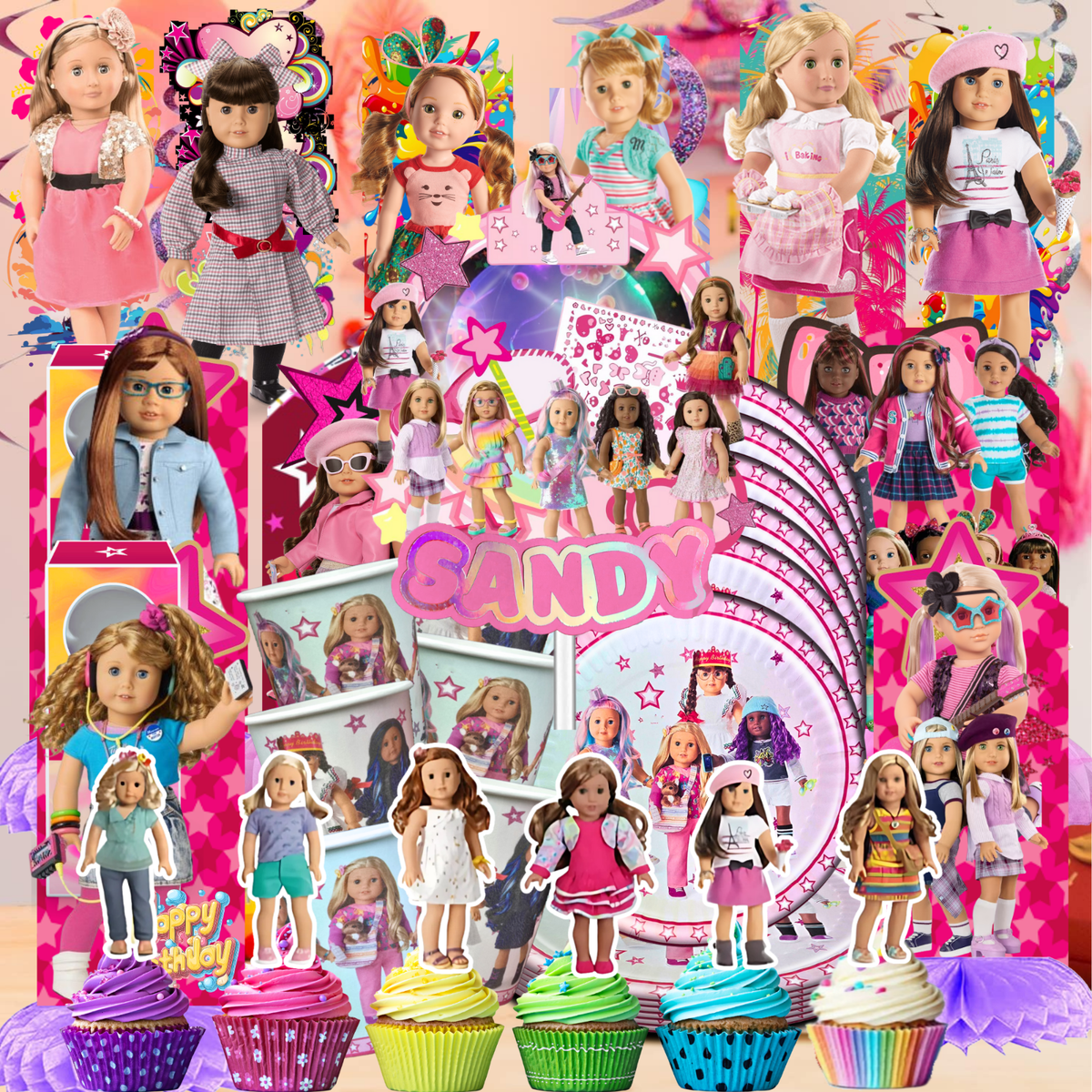 AMERICAN GIRL doll plate birthday party supplies balloon centerpiece  decoration