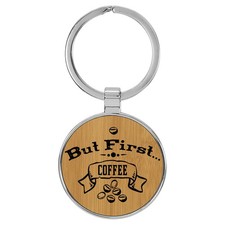 Enthoozies But First Coffee 1.5 Inches by 3.5 Inches Laser Engraved Keychain