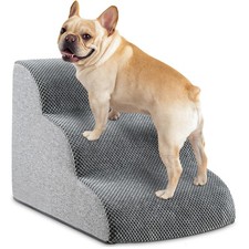 Dog Stairs, 15.7 H 3-Step Foam Ramp for Small Dogs Cats, Waterproof Wash...