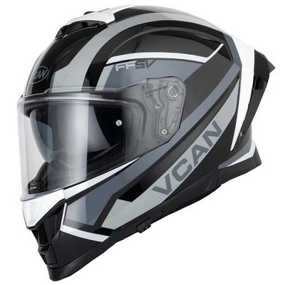VCAN H162 Z-FORCE SCHWARZ GRAU MOTORRAD INTEGRALHELM MIT INNENLIEGENDER SONNENBLENDE